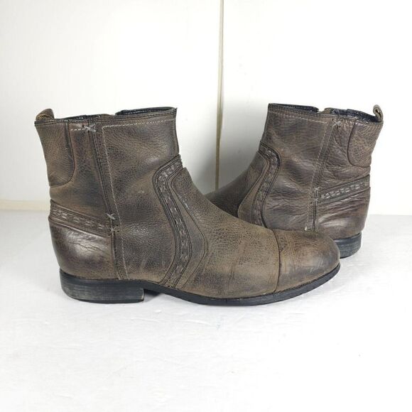 Bed Stu Men\'s Revolution US9,5 Distressed Brown Leather Ankle BikerBoots main image 10